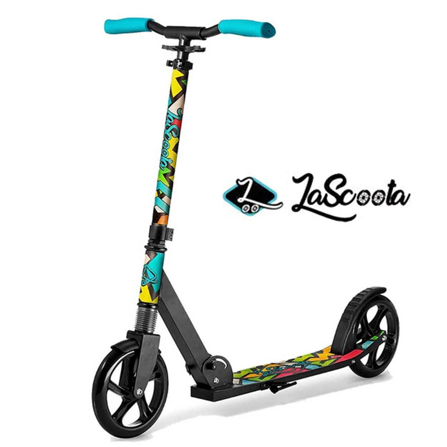 Lascoota Pulse Kick Push Commuter Scooter For Teens And Adult - Graphic Black 1 Lascoota Pulse Kick Push Commuter Scooter For Teens And Adult - Graphic Black