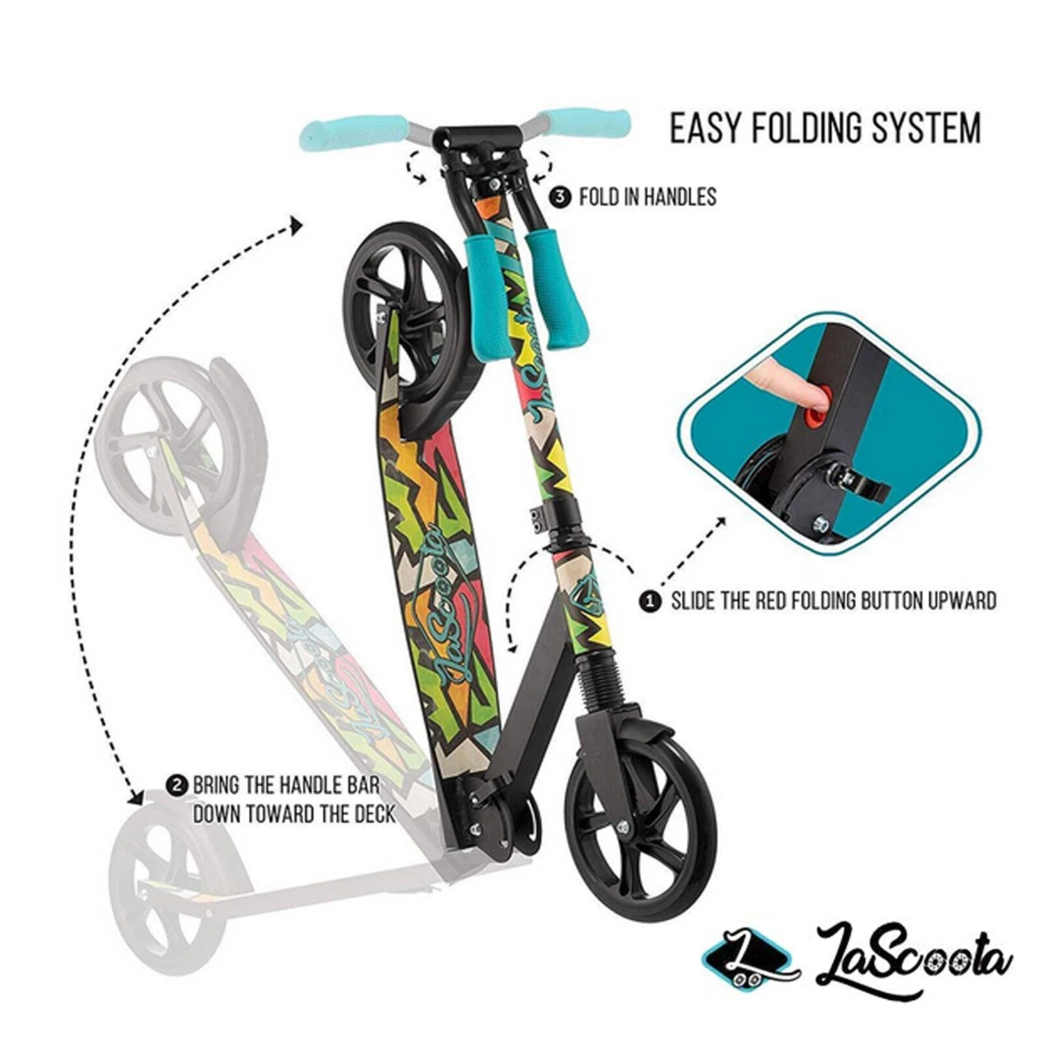 Lascoota Pulse Kick Push Commuter Scooter For Teens And Adult - Graphic Black 2 Lascoota Pulse Kick Push Commuter Scooter For Teens And Adult - Graphic Black - Image 2