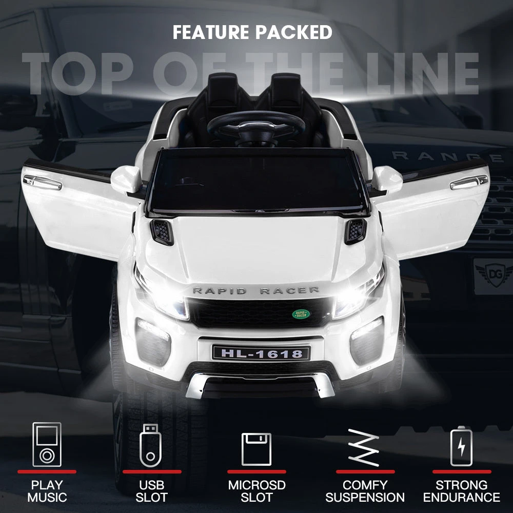 Rovo Kids 12v Electric Ride On Car With Remote - White 2 Rovo Kids 12v Electric Ride On Car With Remote - White - Image 2