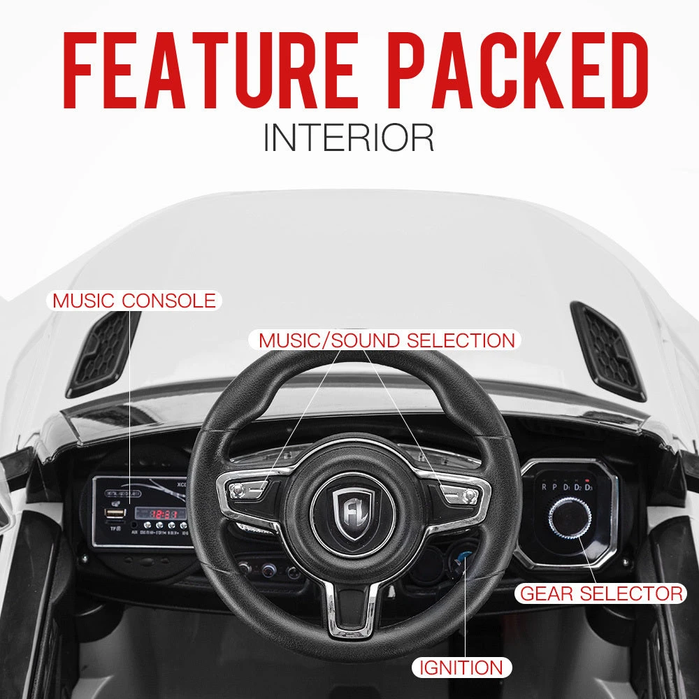 Rovo Kids 12v Electric Ride On Car With Remote - White 10 Rovo Kids 12v Electric Ride On Car With Remote - White - Image 10