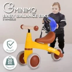 GOMINIMO 3 Wheels Carbon Steel Baby Balance Bike - Yellow 10 GOMINIMO 3 Wheels Carbon Steel Baby Balance Bike - Yellow -Kids Car Sales V227 3720871006010 159266 01
