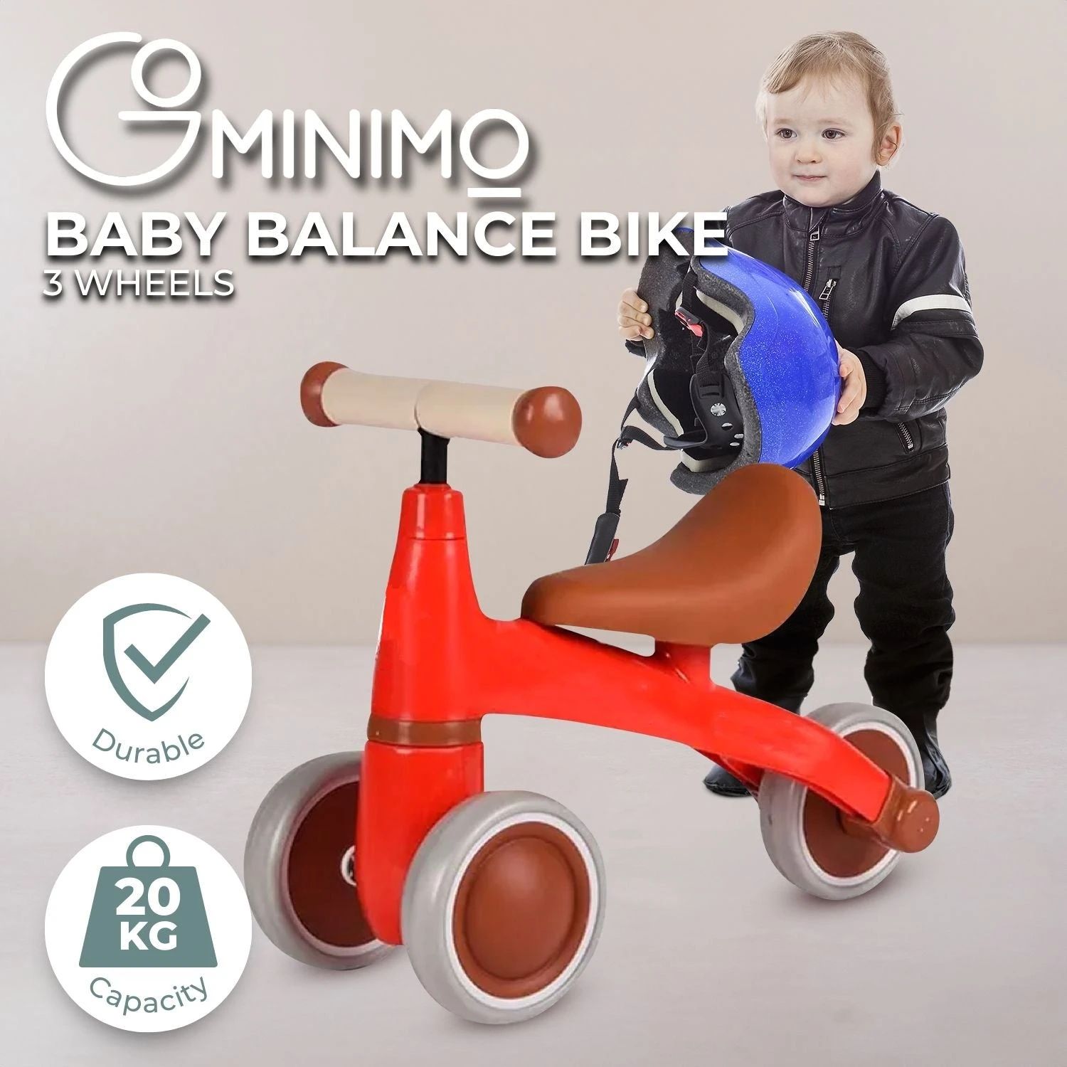 GOMINIMO 3 Wheels Carbon Steel Baby Balance Bike - Red 2 GOMINIMO 3 Wheels Carbon Steel Baby Balance Bike - Red - Image 2