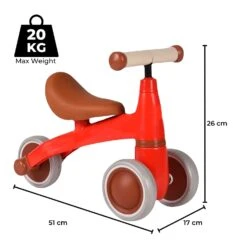GOMINIMO 3 Wheels Carbon Steel Baby Balance Bike - Red 15 GOMINIMO 3 Wheels Carbon Steel Baby Balance Bike - Red -Kids Car Sales V227 3720871006120 159268 07