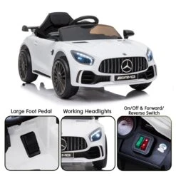 Kahuna Mercedes Benz GTR Licensed Kids Electric Ride On Car With Remote - White -Kids Car Sales V240 CAR GTR WH 70555 03