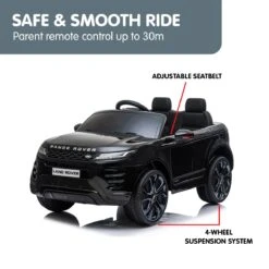 Kahuna Land Rover Licensed 12v Electric Kids Ride On Car With Remote - Black -Kids Car Sales V240 CAR LRV BK 70523 06