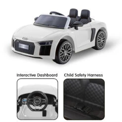 Kahuna R8 Spyder Audi Licensed 12v Electric Ride On Kids Car With Remote - White -Kids Car Sales V240 CAR SPD WH 70533 02