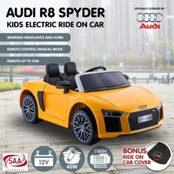 Kahuna 12v Licensed Audi R8 Spyder Kids Electric Ride On Car With Remote - Yellow 21 Kahuna 12v Licensed Audi R8 Spyder Kids Electric Ride On Car With Remote - Yellow -Kids Car Sales V240 CAR SPD YE 70534 10
