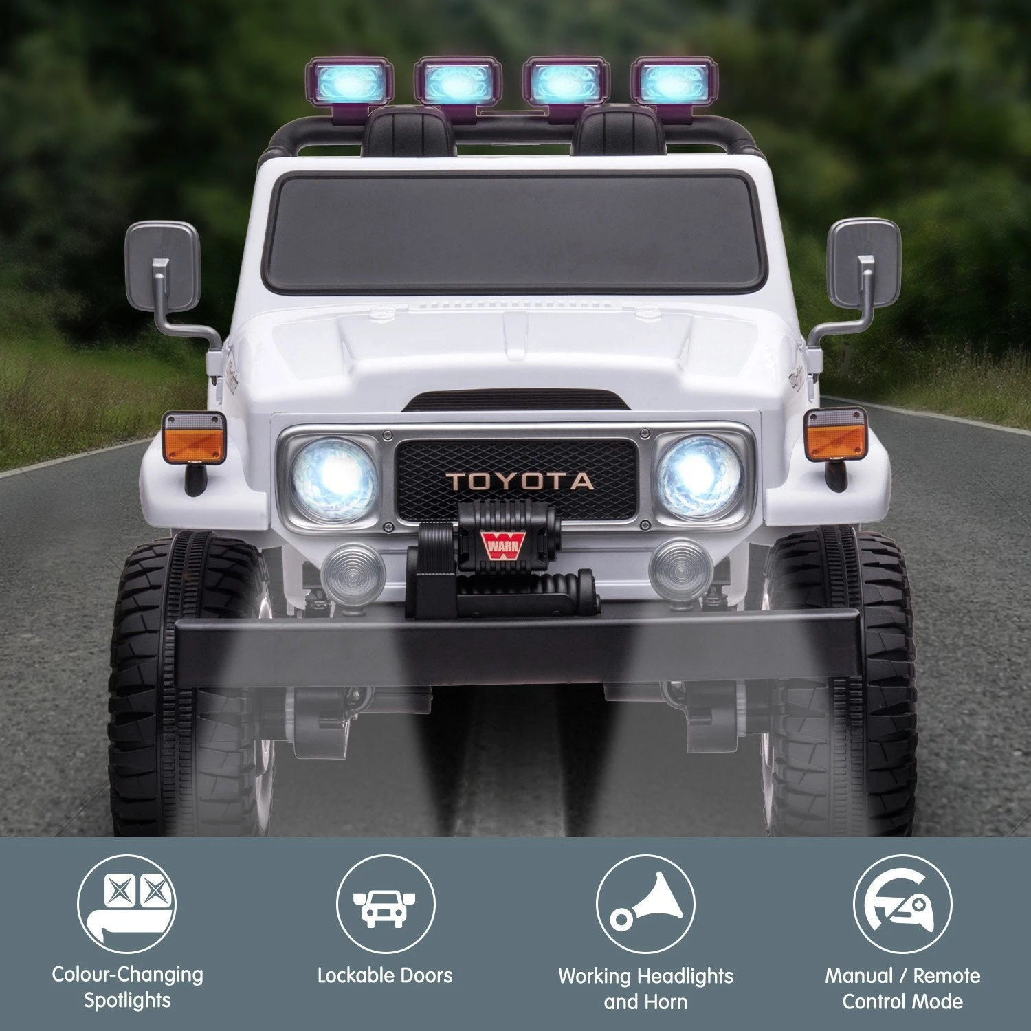 Kahuna 80W Licensed Toyota FJ-40 Kids Ride On Car - White 3 Kahuna 80W Licensed Toyota FJ-40 Kids Ride On Car - White - Image 3