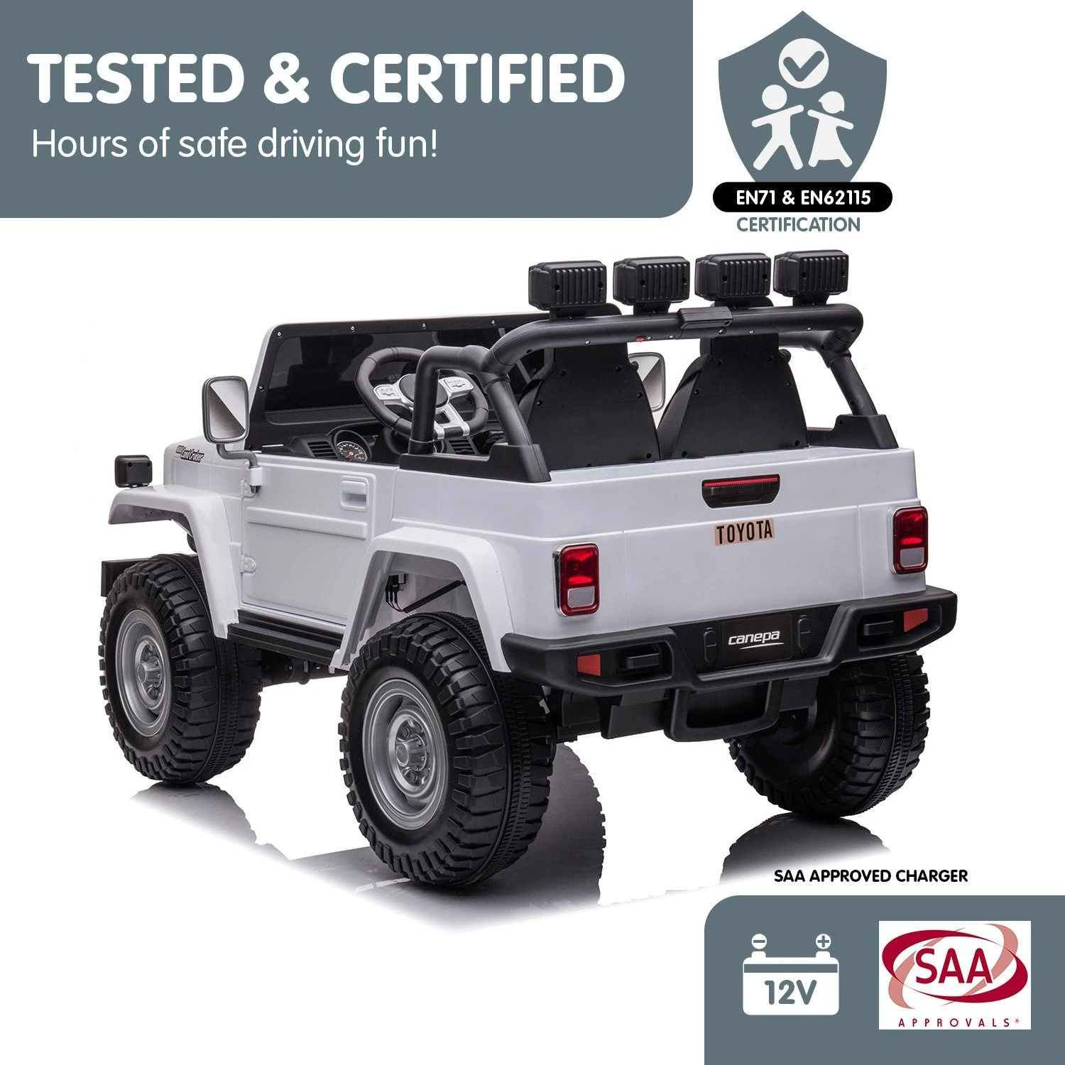 Kahuna 80W Licensed Toyota FJ-40 Kids Ride On Car - White 9 Kahuna 80W Licensed Toyota FJ-40 Kids Ride On Car - White - Image 9
