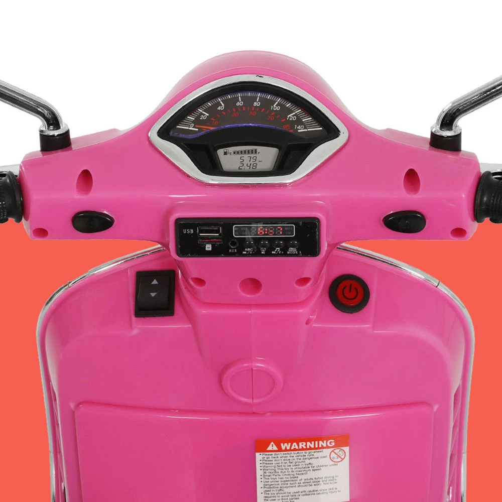Vespa Licensed GTS Kids Electric Ride-On Motorcycle - Pink 4 Vespa Licensed GTS Kids Electric Ride-On Motorcycle - Pink - Image 4