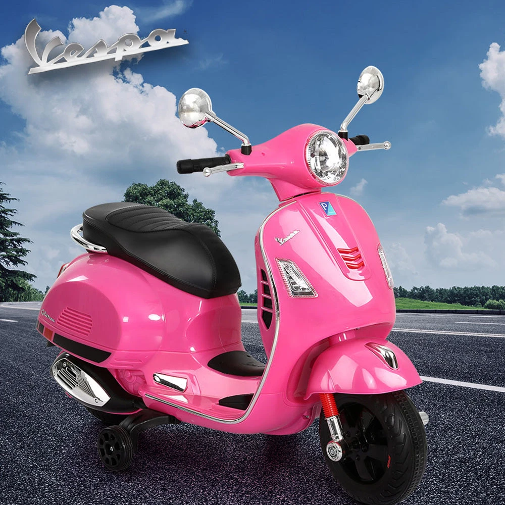 Vespa Licensed GTS Kids Electric Ride-On Motorcycle - Pink 2 Vespa Licensed GTS Kids Electric Ride-On Motorcycle - Pink - Image 2