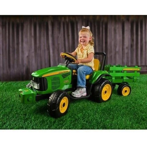 John Deere Farm Power 12v Kids Ride-On Tractor With Trailer 2 John Deere Farm Power 12v Kids Ride-On Tractor With Trailer - Image 2