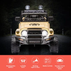 Kahuna Authorised Toyota Fj Cruiser Kids Electric Ride On Car - Khaki -Kids Car Sales features kahuna authorised toyota fj cruiser kids electric ride on car khaki