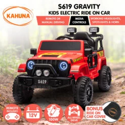 Kahuna S619 Gravity Kids Electric Ride On Car - Red -Kids Car Sales features kahuna s619 gravity kids electric ride on car red 1