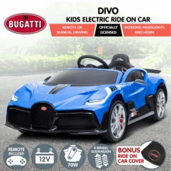 Kahuna Licensed Bugatti Divo Kids Electric Ride On Car - Blue -Kids Car Sales kahuna licensed bugatti divo kids electric ride on car blue 11