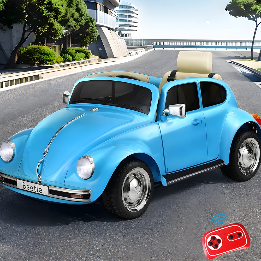 Licensed 6v Volkswagen Beetle Electric Kids Ride On Car With Remote - Blue 2 Licensed 6v Volkswagen Beetle Electric Kids Ride On Car With Remote - Blue - Image 2