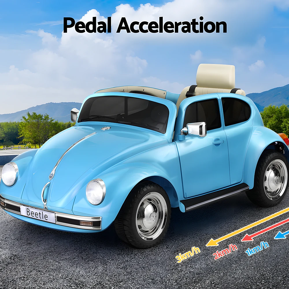 Licensed 6v Volkswagen Beetle Electric Kids Ride On Car With Remote - Blue 6 Licensed 6v Volkswagen Beetle Electric Kids Ride On Car With Remote - Blue - Image 6