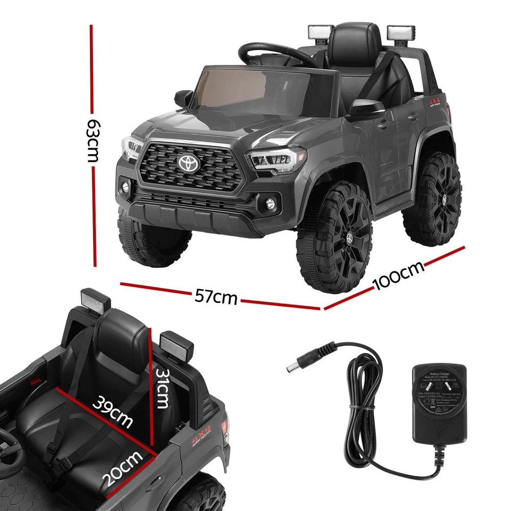 Licensed Toyota Tacoma 12v Off Road Kids Electric Ride On Car With Remote - Grey 6 Licensed Toyota Tacoma 12v Off Road Kids Electric Ride On Car With Remote - Grey - Image 6