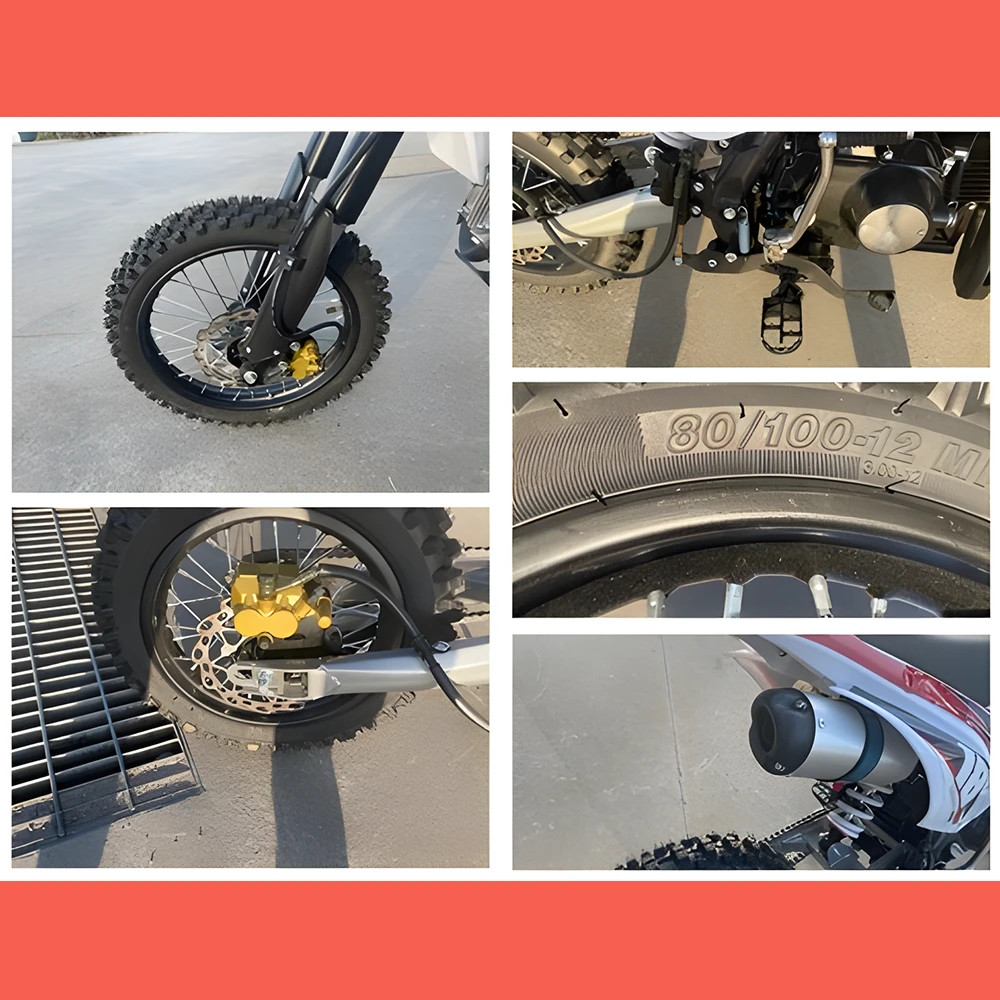 MJM 110cc Petrol Powered 4-Stroke Kids Trail Pit Dirt Bike - Red 4 MJM 110cc Petrol Powered 4-Stroke Kids Trail Pit Dirt Bike - Red - Image 4