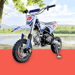 MJM 70cc Petrol Powered 4-Stroke Semi-Auto Kids Dirt Bike - Blue