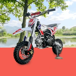 MJM 70cc Petrol Powered 4-Stroke Semi-Auto Kids Dirt Bike - Red