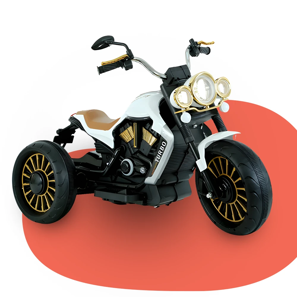 New Aim 12v Three Wheels Kids Electric Ride-On Motorbike - White 1 New Aim 12v Three Wheels Kids Electric Ride-On Motorbike - White