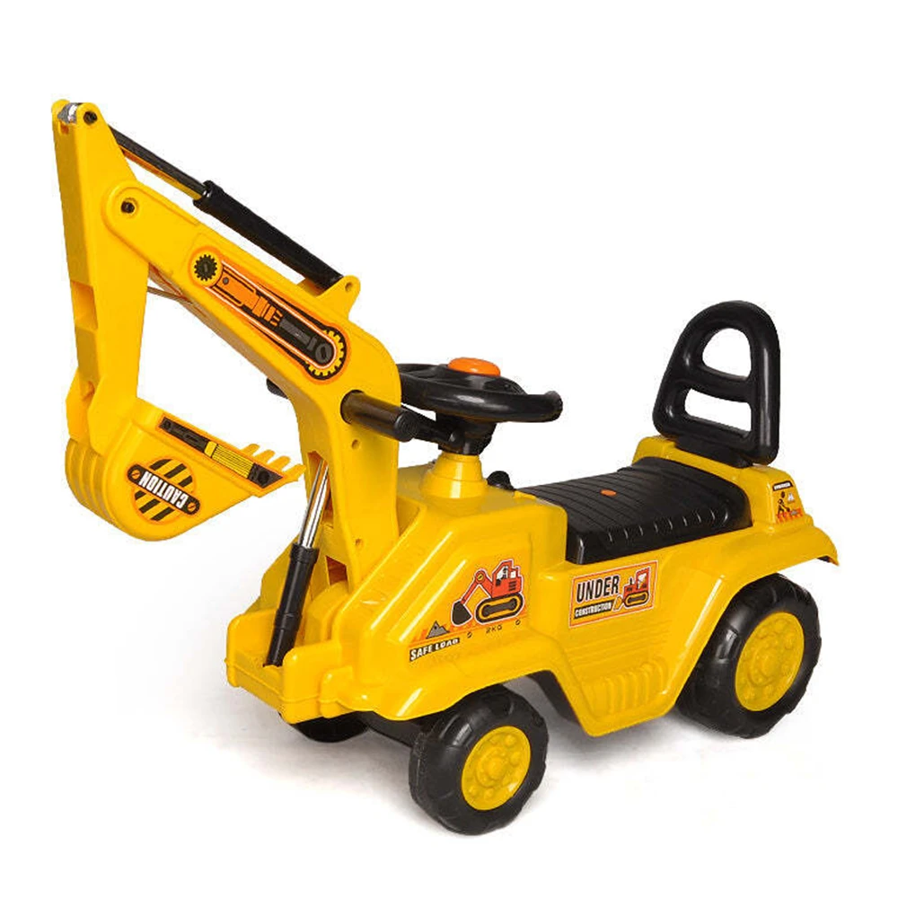 New Aim Kids Ride-On Excavator With Dual Operation Levers To Scoop - Yellow 1 New Aim Kids Ride-On Excavator With Dual Operation Levers To Scoop - Yellow
