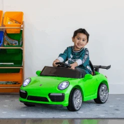 Porsche-Inspired 12V Electric Kids Ride On With Remote - Green -Kids Car Sales porsche inspired 12v electric ride on with remote green v196 bmt911w 10