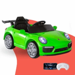 Porsche-Inspired 12V Electric Kids Ride On With Remote - Green -Kids Car Sales porsche inspired 12v electric ride on with remote green v196 bmt911w 2