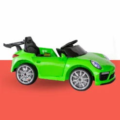 Porsche-Inspired 12V Electric Kids Ride On With Remote - Green -Kids Car Sales porsche inspired 12v electric ride on with remote green v196 bmt911w 4