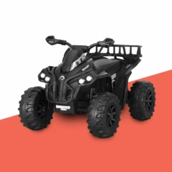 Rigo 12v Kids Electric ATV Quad Bike Ride On With Storage Rack - Black