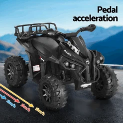 Rigo 12v Kids Electric ATV Quad Bike Ride On With Storage Rack - Black -Kids Car Sales rigo 12v kids electric atv quad bike ride on with storage rack black 4