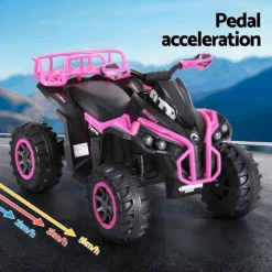 Rigo 12v Kids Electric ATV Quad Bike Ride On With Storage Rack - Pink -Kids Car Sales rigo 12v kids electric atv quad bike ride on with storage rack pink 2
