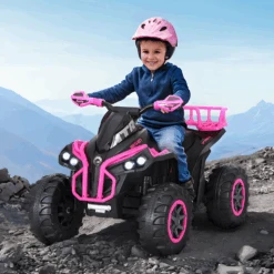 Rigo 12v Kids Electric ATV Quad Bike Ride On With Storage Rack - Pink -Kids Car Sales rigo 12v kids electric atv quad bike ride on with storage rack pink 4