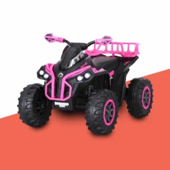 Rigo 12v Kids Electric ATV Quad Bike Ride On With Storage Rack - Pink