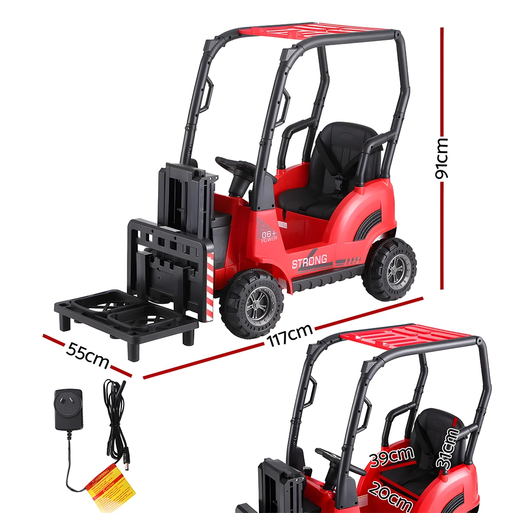 Rigo 12v Kids Electric Forklift Loader Ride On Car With Remote - Red 7 Rigo 12v Kids Electric Forklift Loader Ride On Car With Remote - Red - Image 7