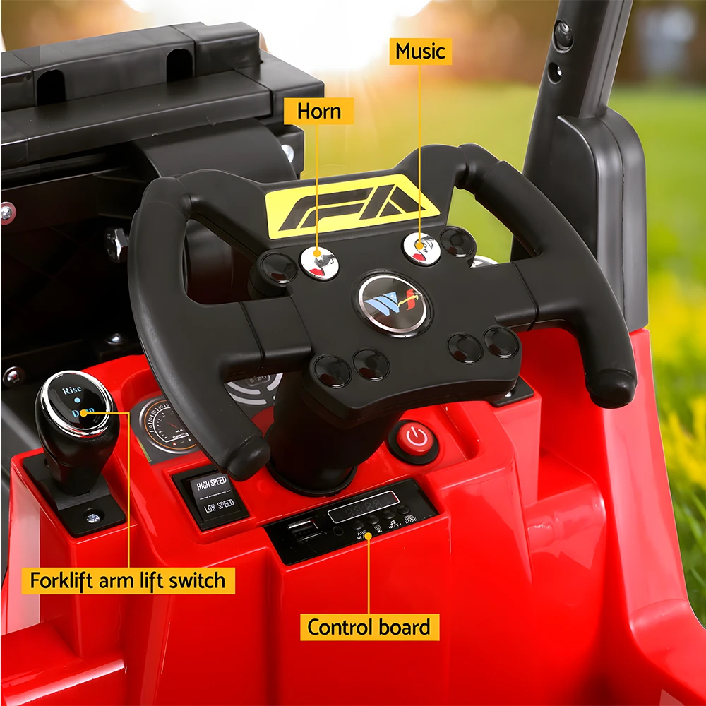 Rigo 12v Kids Electric Forklift Loader Ride On Car With Remote - Red 6 Rigo 12v Kids Electric Forklift Loader Ride On Car With Remote - Red - Image 6