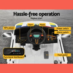 Rigo 12v Kids Electric Police Patrol Ride On Car With Remote - White -Kids Car Sales rigo 12v kids electric police patrol ride on car with remote white 4