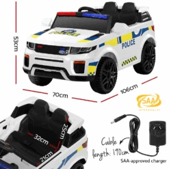 Rigo 12v Kids Electric Police Patrol Ride On Car With Remote - White -Kids Car Sales rigo 12v kids electric police patrol ride on car with remote white 6