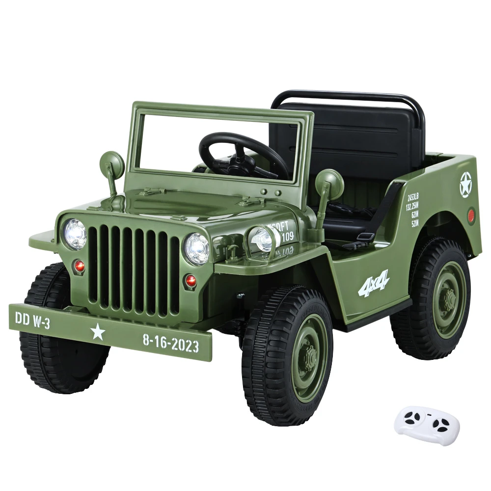 Rigo 12v Kids Military Jeep Off Road Ride On Car With Remote - Olive 1 Rigo 12v Kids Military Jeep Off Road Ride On Car With Remote - Olive