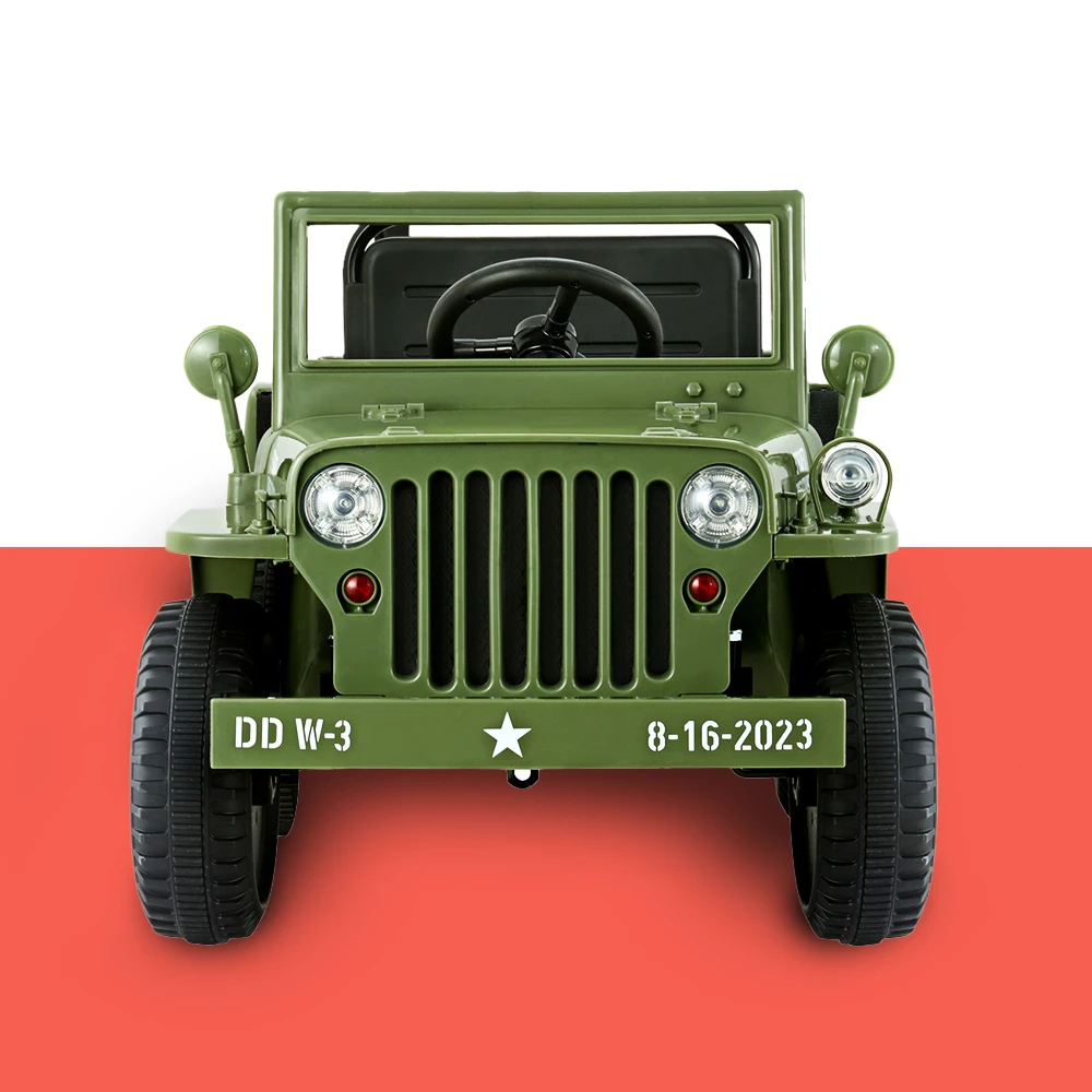 Rigo 12v Kids Military Jeep Off Road Ride On Car With Remote - Olive 3 Rigo 12v Kids Military Jeep Off Road Ride On Car With Remote - Olive - Image 3