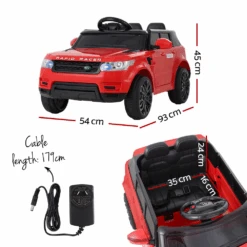 Kids Electric 12v Sports Ride-On Kids Car - Red 15 Kids Electric 12v Sports Ride-On Kids Car - Red -Kids Car Sales rigo 6v range rover inspired kids electric ride on with remote red 7
