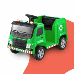 Rigo 12v Kids Electric Garbage Truck Ride On Car - Green