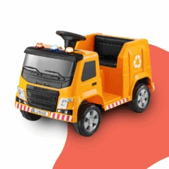 Rigo 12v Kids Electric Garbage Truck Ride On Car - Yellow