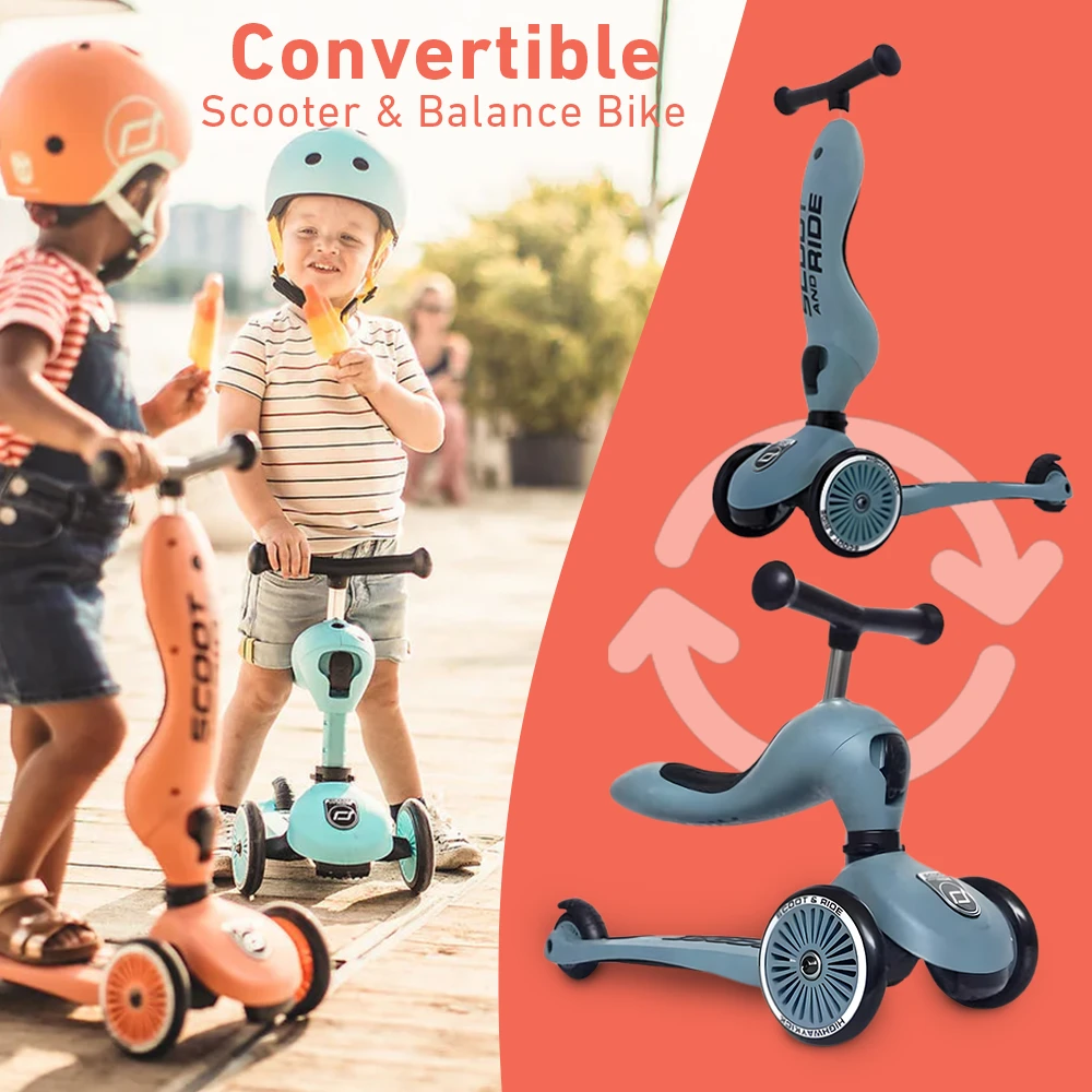 Scoot & Ride Highwaykick 1 Convertible Scooter & Balance Bike - Steel 4 Scoot & Ride Highwaykick 1 Convertible Scooter & Balance Bike - Steel - Image 4
