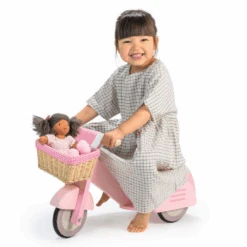 Tender Leaf Toys Tender Leaf Wooden Ride On Scooter With Basket - Pink -Kids Car Sales tender leaf wooden ride on scooter with basket pink tl8594