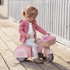 Tender Leaf Toys Tender Leaf Wooden Ride On Scooter With Basket - Pink -Kids Car Sales tender leaf wooden ride on scooter with basket pink tl8594 3