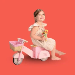 Tender Leaf Toys Tender Leaf Wooden Ride On Scooter With Basket - Pink -Kids Car Sales tender leaf wooden ride on scooter with basket pink tl8594 5