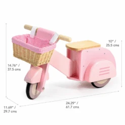 Tender Leaf Toys Tender Leaf Wooden Ride On Scooter With Basket - Pink -Kids Car Sales tender leaf wooden ride on scooter with basket pink tl8594 6