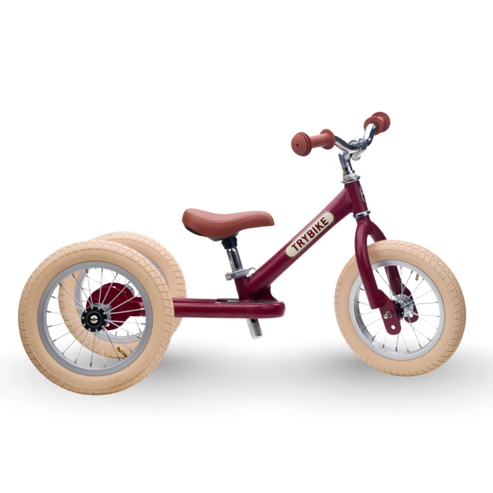 Trybike 2 In 1 Steel Kids Balance Bike & Trike - Vintage Red 1 Trybike 2 In 1 Steel Kids Balance Bike & Trike - Vintage Red